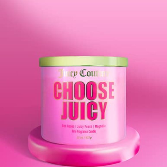 Juicy Couture 14.5 oz Soy Wax Blend 3 Wick Candle CHOOSE JUICY Rose Peach & Magn - Picture 3 of 3